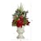 2ft. Poinsettia, Grass & Succulent Arrangement in White Urn